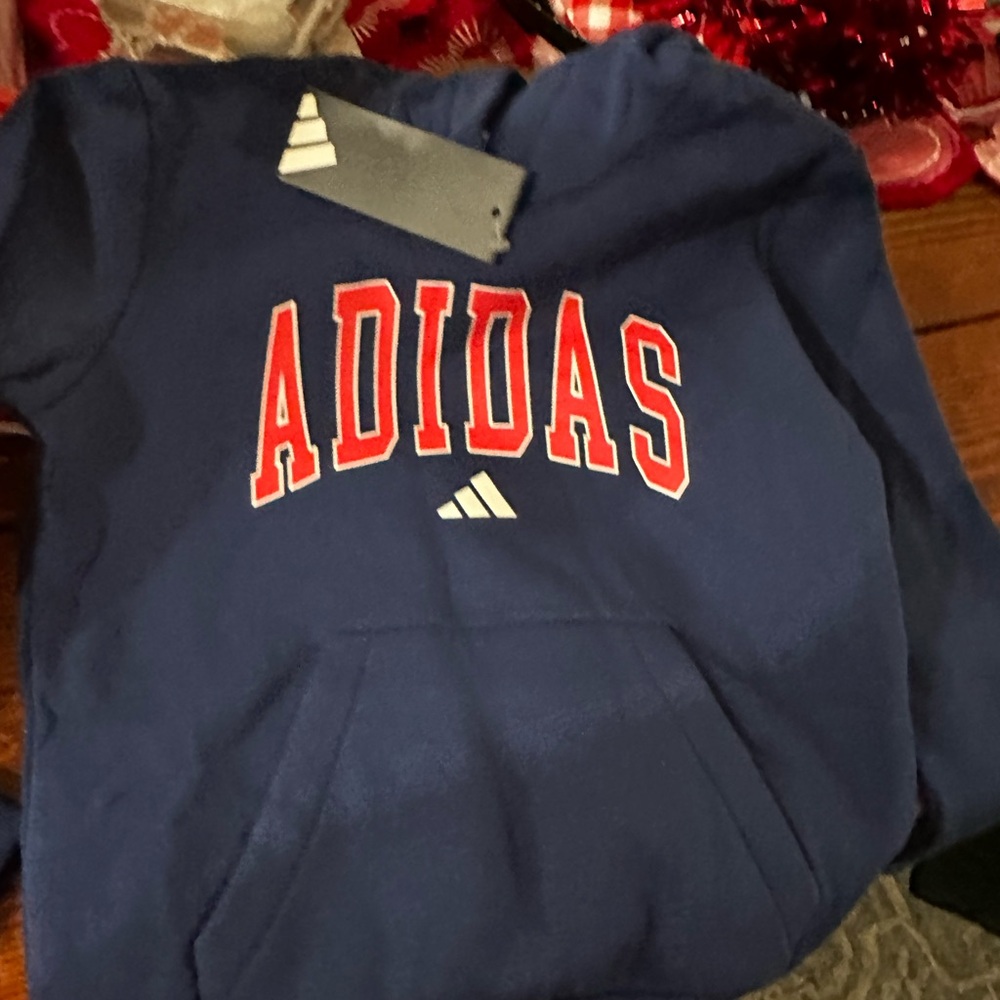 Boys Adidas Navy Sweatshirt with Red Lettering